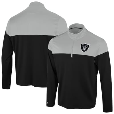 Las Vegas Raiders Antigua Hinder Quarter-Zip Pullover - Black/Gray