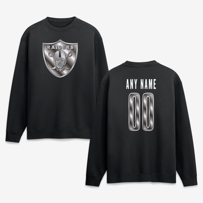 Las Vegas Raiders  Metallic Mascot Personalized Name & Number Sweatshirt - Black