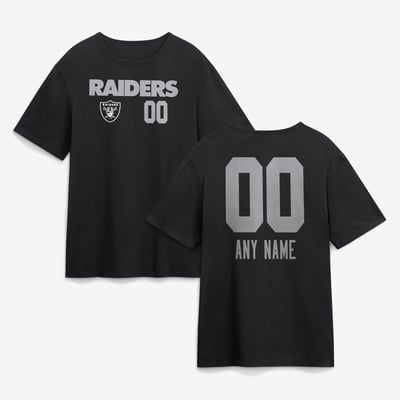 Las Vegas Raiders  Touchdown Wordmark Personalized Name & Number T-Shirt - Black