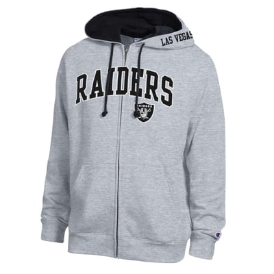  Las Vegas Raiders Champion Full-Zip Hoodie -  Heather Gray/Black