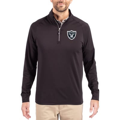 Las Vegas Raiders Cutter & Buck Adapt Eco Knit Quarter-Zip Pullover Jacket - Black