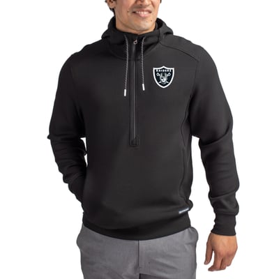 Las Vegas Raiders Cutter & Buck Primary Mark Roam Eco Recycled Half-Zip Pullover Hoodie - Black