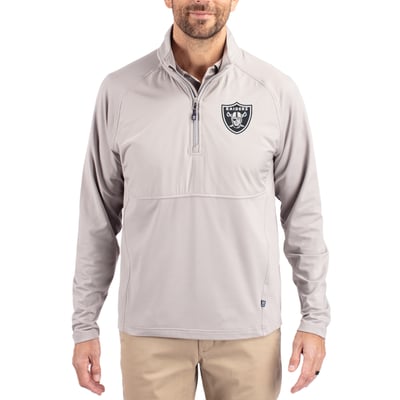 Las Vegas Raiders Cutter & Buck Adapt Eco Knit Hybrid Recycled Quarter-Zip Raglan Jacket - Gray
