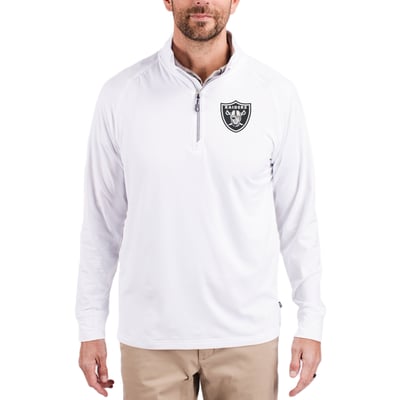 Las Vegas Raiders Cutter & Buck Adapt Eco Knit Quarter-Zip Pullover Jacket - White