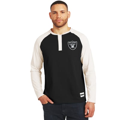 Las Vegas Raiders Darius Rucker Collection by Fanatics Henley Long Sleeve T-Shirt - Black/Cream