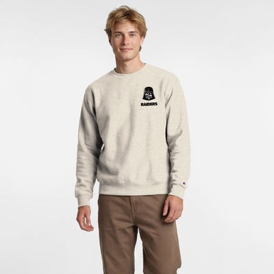  Las Vegas Raiders Disney x Champion Powerblend Left Chest Fullback Crew Sweatshirt - Oatmeal