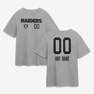 Las Vegas Raiders  Touchdown Wordmark Personalized Name & Number T-Shirt - Gray