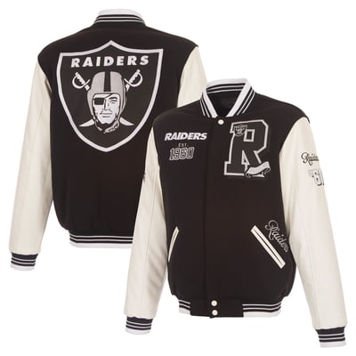  Las Vegas Raiders JH Design Reversible Fleece Full Snap Jacket - Black