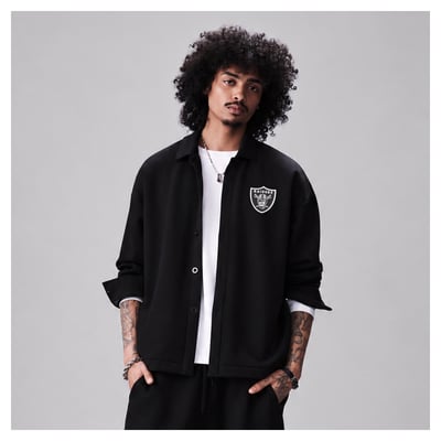 Las Vegas Raiders Levelwear Luxe Tri-Blend Full-Button Shirt Jacket - Black