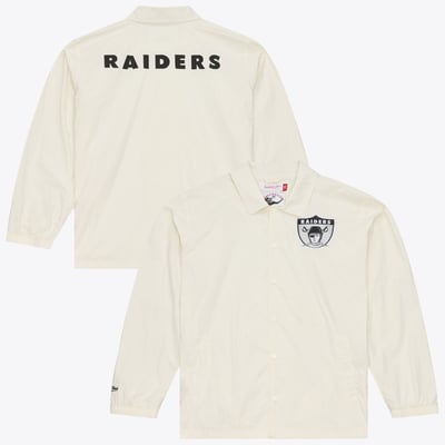  Las Vegas Raiders Mitchell & Ness Retro Roots Full-Snap Coaches Jacket - Cream