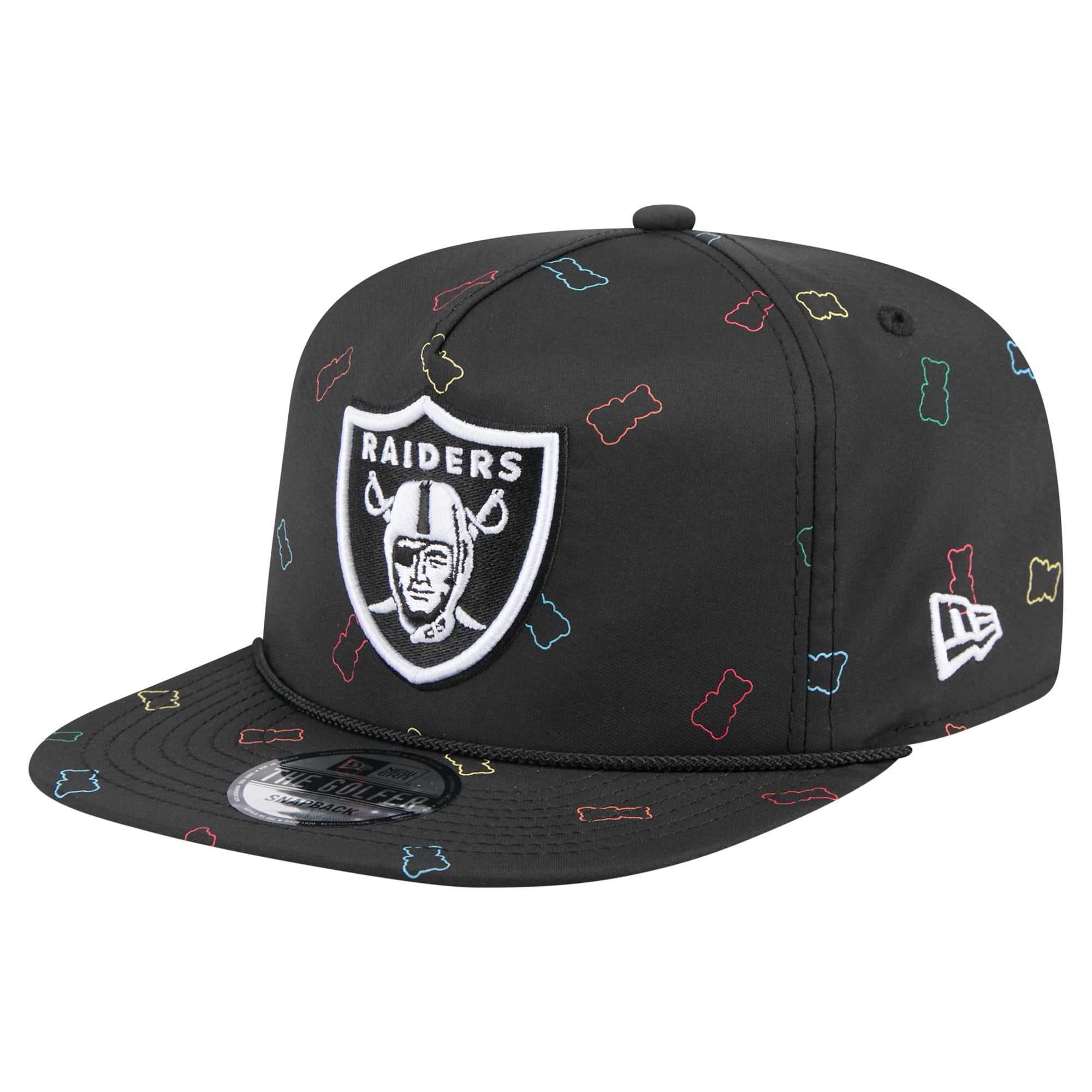 キャップ New Era Las Vegas Raiders The Golfer Cap Men's Las Vegas Raiders New Era Black Gummy Golfer Snapback Hat