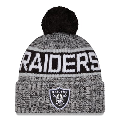 Las Vegas Raiders New Era Marled Cuffed Knit Hat with Pom - Black