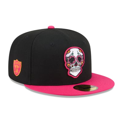 Las Vegas Raiders New Era Day Of The Dead 59FIFTY Fitted Hat - Black/Pink