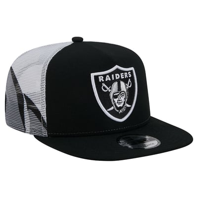 Las Vegas Raiders New Era Mesh A-Frame 9FIFTY Snapback Trucker Hat - Black/Silver