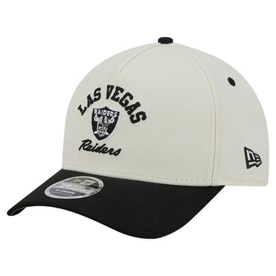 Las Vegas Raiders New Era Arch 9FORTY A-Frame M-Crown Adjustable Hat - Cream/Black