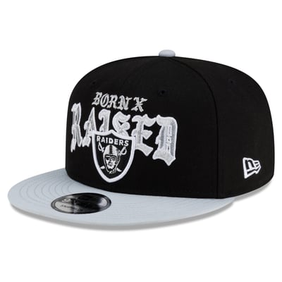 Las Vegas Raiders New Era x Born x Raised 9FIFTY Snapback Hat - Black/Silver