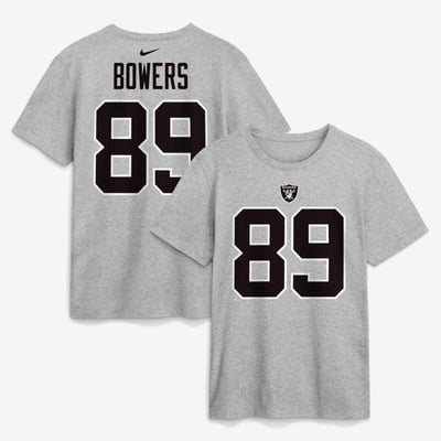 Brock Bowers Las Vegas Raiders Nike Name & Number T-Shirt - Heather Gray