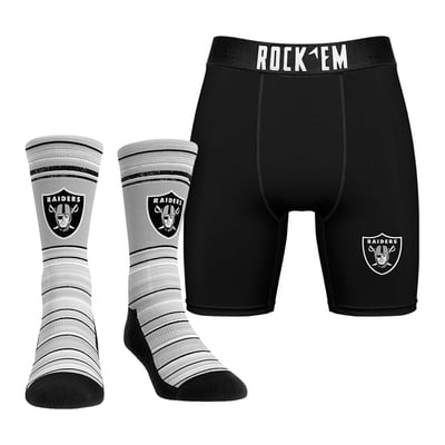  Las Vegas Raiders Rock Em Primary Crew Socks & Boxer Briefs Combo Pack