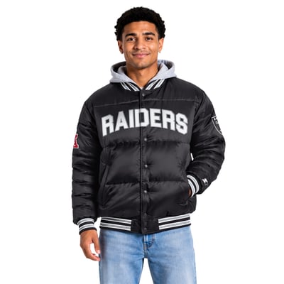 Las Vegas Raiders Starter Bronx Full Snap Puffer Jacket - Black