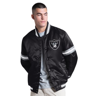 Las Vegas Raiders Starter Courtside Varsity Full Snap Jacket - Black