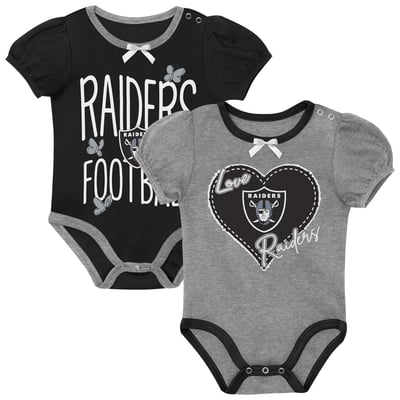 Las Vegas Raiders Outerstuff Newborn & Infant Star Power Two-Piece Bodysuit Set - Black/Silver