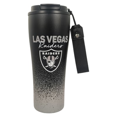 Las Vegas Raiders Pegasus 20oz Splatter Script Stainless Steel ProSip Coffee Cup with Strap