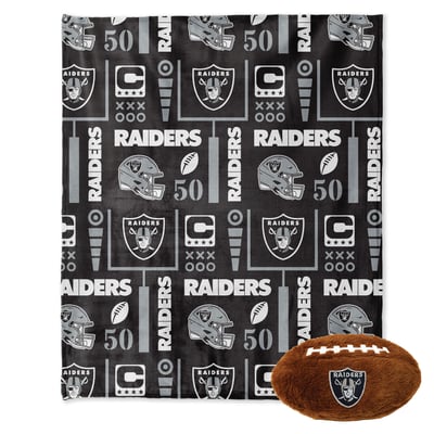 Las Vegas Raiders Pegasus 50" x 60" Blackout Team Spirit Ultra Soft Throw & Plush Football Combo Pack