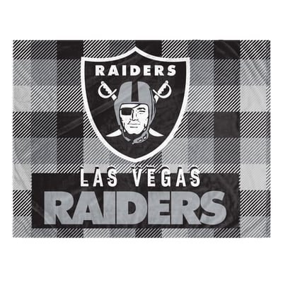 Las Vegas Raiders Pegasus Fan-mily Bold Plaid Oversized 60" x 90" Ultra Cozy Blanket