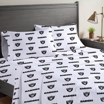 Las Vegas Raiders Pegasus Four-Piece Queen Sheet Set