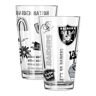 Las Vegas Raiders The Memory Company 2-Pack 16oz. Pint Glass Loco Design Set