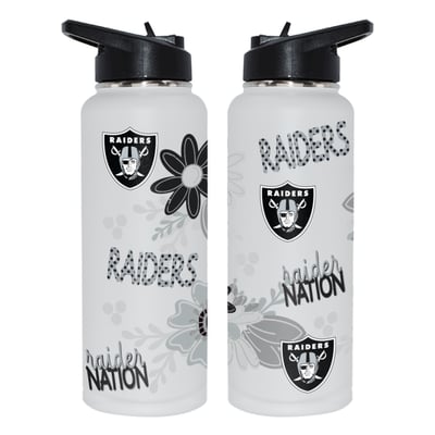 Las Vegas Raiders The Memory Company 34oz. Flowers Stainless Steel Quencher Bottle