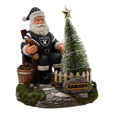 Las Vegas Raiders The Memory Company Santa Figurine with LED Tree