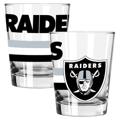 Las Vegas Raiders The Memory Company Two-Piece 15oz. Big Stripes Double Old Fashioned Glass Set