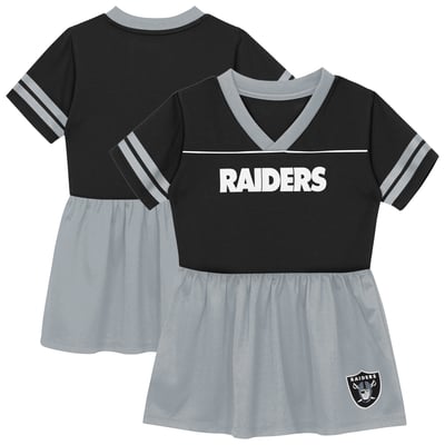  Las Vegas Raiders Outerstuff Toddler Stadium Lights V-Neck Fashion Football Jersey Dress - Black