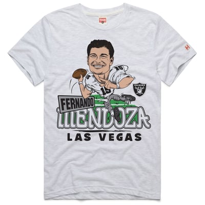 Fernando Mendoza Las Vegas Raiders Homage Unisex Caricature Player Graphic Tri-Blend T-Shirt - Ash