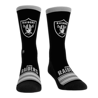  Las Vegas Raiders Rock Em Unisex Gametime Stripe Crew Socks - Black
