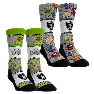  Las Vegas Raiders Rock Em Unisex Muppets 2-Pack Crew Socks Set - Black