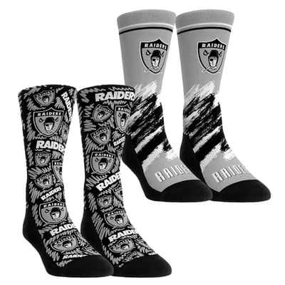  Las Vegas Raiders Rock Em Unisex Throwback Two-Pack Crew Socks Set - Black