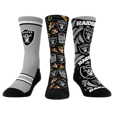  Las Vegas Raiders Rock Em Unisex Fan Favorite Three-Pack Crew Sock Set - Gray