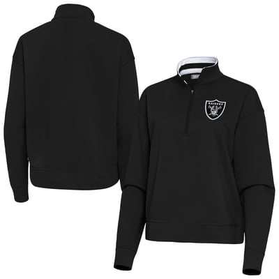 Las Vegas Raiders Antigua Women's Goddess Quarter-Zip Pullover - Black
