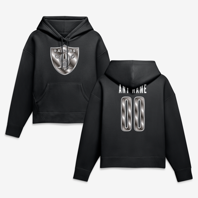 Las Vegas Raiders Women's Forged Mascot Personalized Name & Number Hoodie - Black
