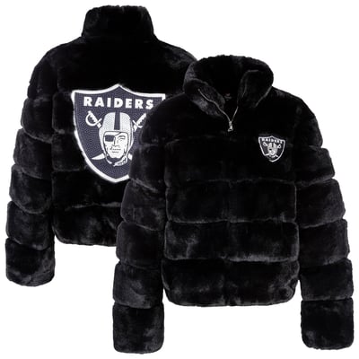  Las Vegas Raiders FABGATING by Cuce Women's Faux Fur Full-Zip Coat - Black