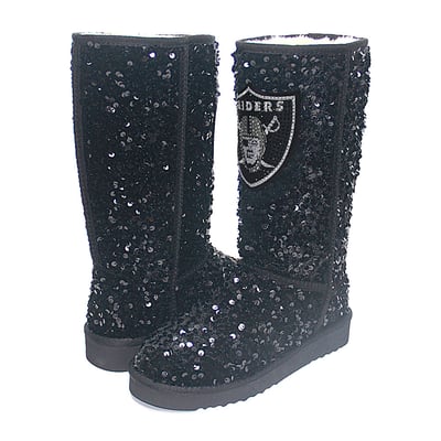  Las Vegas Raiders FABGATING by Cuce Women's Tall Sequin Boots - Black