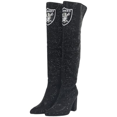  Las Vegas Raiders FABGATING by Cuce Women's Team Color Crystal Over-The-Knee Boots - Black