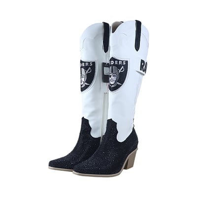  Las Vegas Raiders FABGATING by Cuce Women's Crystal Cowboy Boots - White