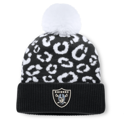 Las Vegas Raiders Fanatics Women's Blur Cuffed Knit Hat with Pom - Black