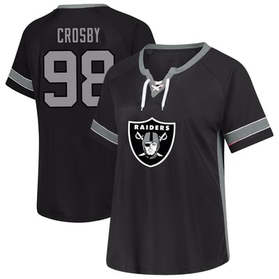 Maxx Crosby Las Vegas Raiders Fanatics Women's Plus Size Lace Bling Name & Number T-Shirt - Black

