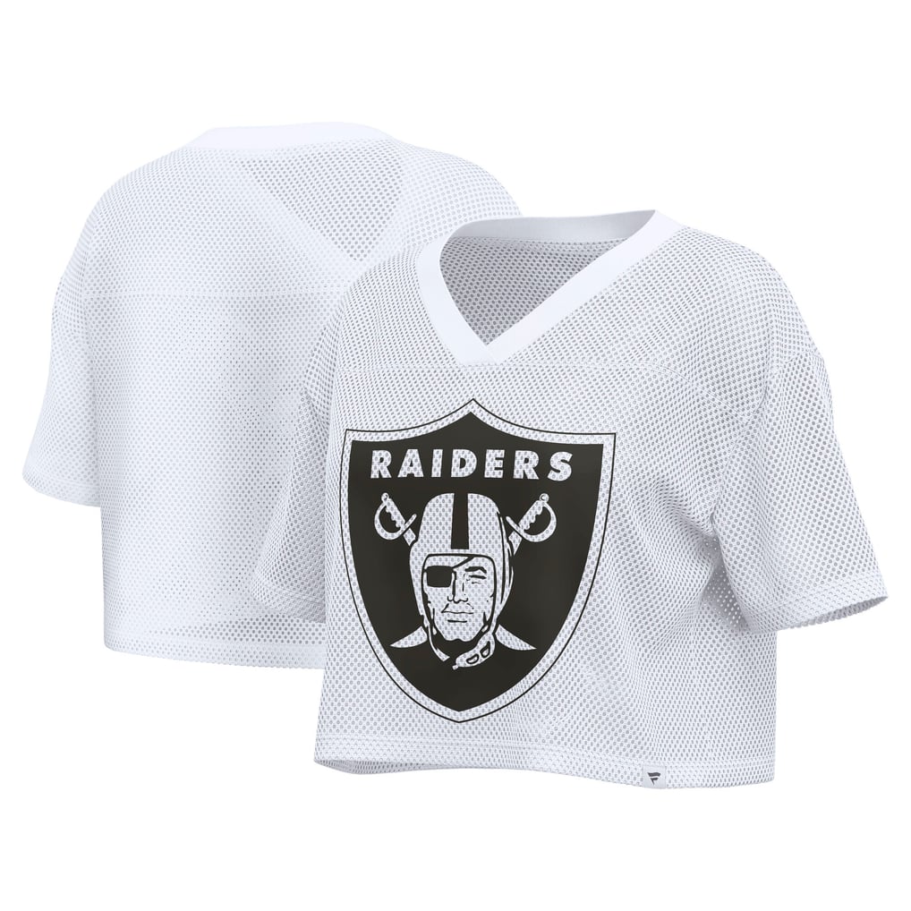 Fanatics Las Vegas Raiders Women's White Oversized Mesh Cropped V-Neck ...
