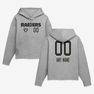 Las Vegas Raiders Women's Touchdown Wordmark Personalized Name & Number Hoodie - Gray