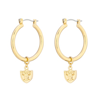  Las Vegas Raiders LUV AJ Women's XL Logo Charm Hoop Earrings - Gold